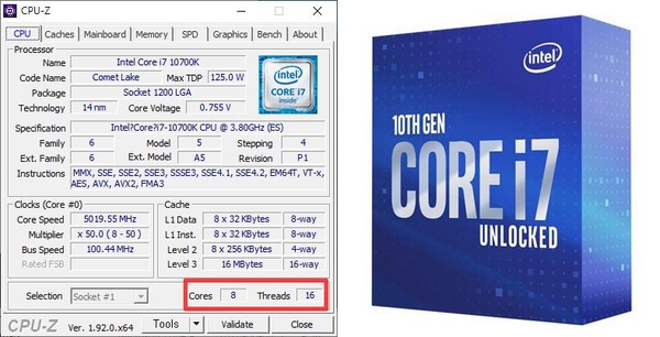 코어 i7-10700K는 이전 ‘최고의 게임용 CPU’로 꼽힌 i9-9900K와 같은 8코어 16스레드 구성을 제공한다. / 최용석 기자