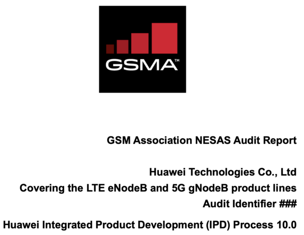 화웨이 통신장비의 NESAS 통과를 안내하는 GSMA 자료 모습 / GSMA