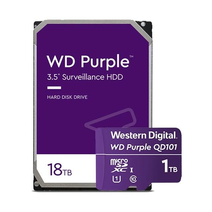 WD 퍼플 18TB HDD와 1TB 마이크로SD 카드 / WD