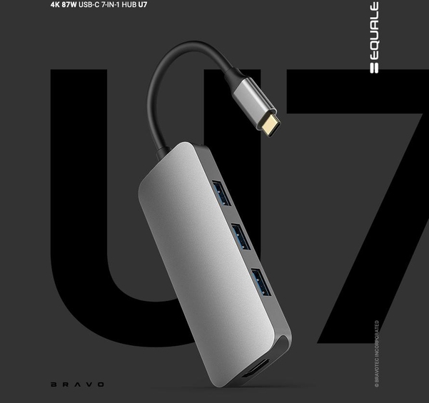 USB 타입C용 7 in 1 멀티허브 브라보텍 ‘EQUALE U7’ / 브라보텍