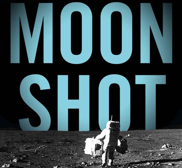  미국 우주비행사 앨런 셰퍼드는 골프 역사상 최초로 지구 밖에서 샷을 한 사람이다. 사진은 셰퍼드가 미국의 달 탐사에 관해 쓴 책 ‘문 샷’의 표지 디자인./아마존닷컴