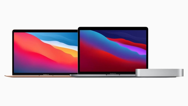 (왼쪽부터)애플 실리콘 M1 기반 신형 맥북 에어, 맥북 프로, 맥 미니 제품 / 애플