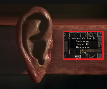 디아블로4 로그 시네마틱 영상에 등장하는 ‘잘린 귀’, 이는 과거 디아블로 시리즈에서 PVP 승리의 전리품이었던 ‘귀’ 아이템을 암시한다 / 오시영 기자