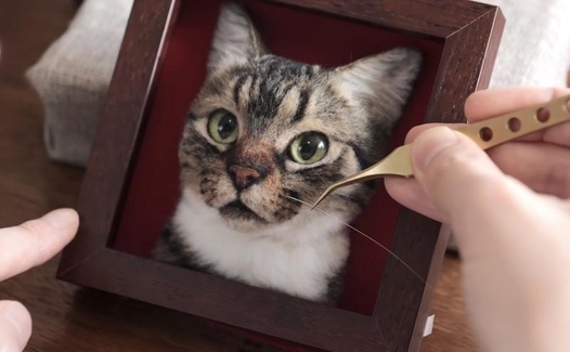 와쿠네코의 고양이 초상화 모형 제작 장면. / 유튜브 갈무리