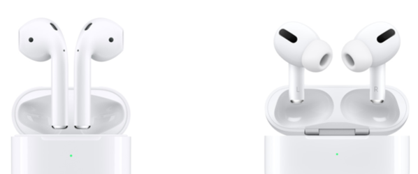 애플의 에어팟(왼쪽)과 에어팟 프로 / 애플 홈페이지
