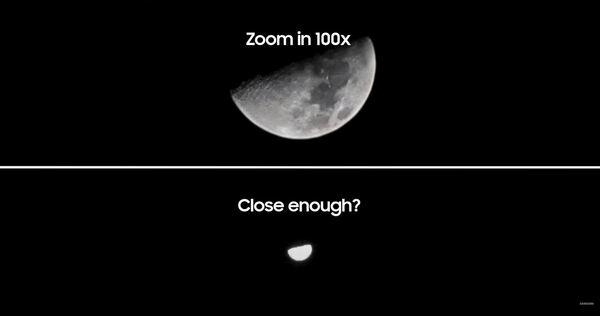 갤럭시S21 울트라로 찍은 달 사진(위)과 아이폰12 프로 맥스로 찍은 사진(아래) / 삼성 US 유튜브 영상 갈무리