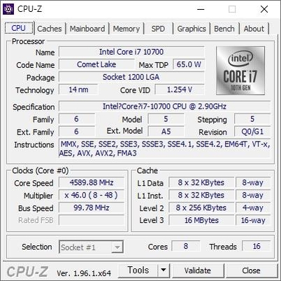CPU는 인텔 코멧레이크 기반 10세대 코어 i7-10700 프로세서를 탑재했다. / 최용석 기자