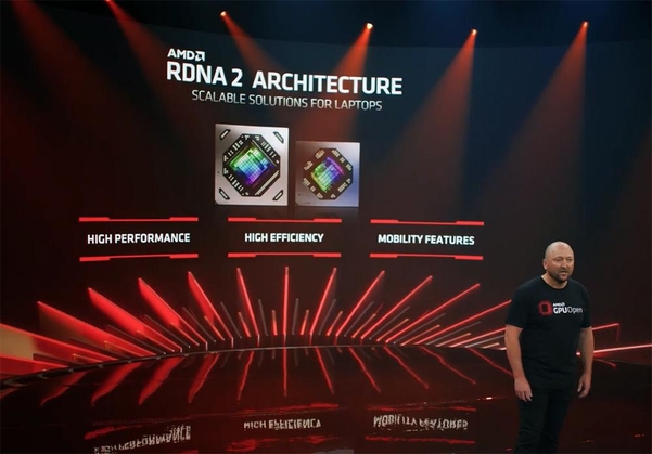 AMD가 컴퓨텍스 2021 기조연설에서 자사의 노트북용 차세대 GPU인 ‘라데온 RX 6000M 시리즈’를 공개했다. / AMD 기조연설 갈무리