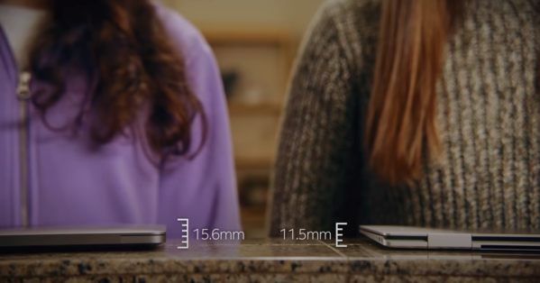맥북과 갤럭시북을 비교하는 인텔의 네거티브 광고 / 인텔 광고 영상 갈무리