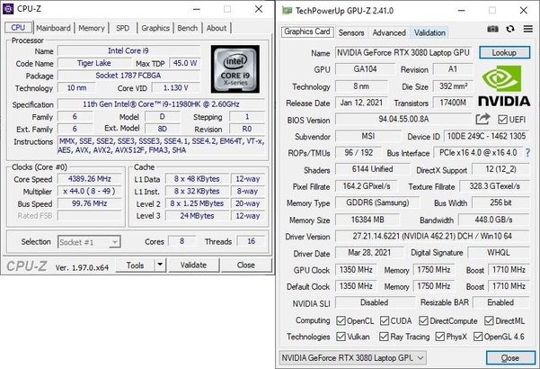 MSI GE76 레이더 11UH 노트북은 인텔 H45 기반 11세대 코어 i9-11980HK 프로세서와 지포스 RTX 3080 노트북용 GPU를 탑재했다. / 최용석 기자