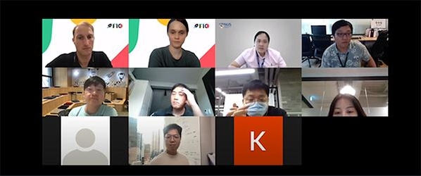  F10 싱가포르 관계자와 서울핀테크랩 입주사가 온라인으로 진행된 F10 서울 핀테크 액셀러레이터 데모데이에서 네트워킹을 하고 있다. / 유튜브 갈무리