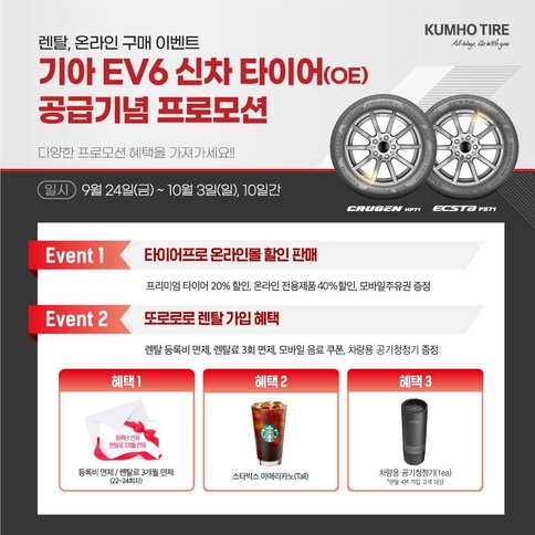 기아 EV6 신차용 타이어 공급기념 프로모션을 실시하는 금호타이어 / 금호타이어
