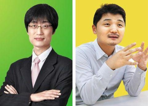 이해진 네이버 창업자(왼쪽)와 김범수 카카오 이사회 의장. / 조선DB