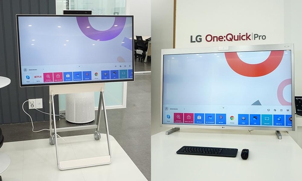 LG 원퀵 시리즈는 기존 화상회의 및 협업 솔루션보다 사용하기 쉽고, 범용성 및 호환성을 갖춘 것이 장점이다. / 최용석 기자