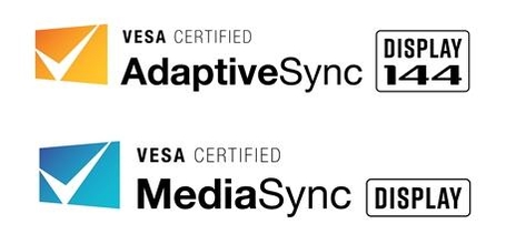 어댑티브싱크 디스플레이 로고(위)와 미디어싱크 디스플레이 로고 / VESA