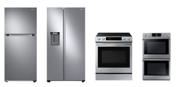 왼쪽부터 각 부문 1위를 차지한 상냉동·하냉장 냉장고·양문형 냉장고·레인지·빌트인 오븐 제품 / 삼성전자