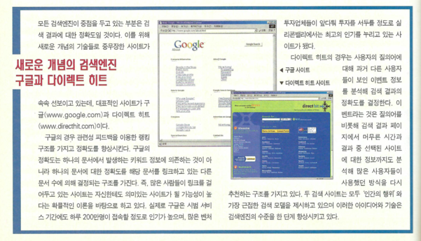 마소 2000년 3월호에 실린 구글과 다이렉트 하트에 대한 박스기사 이미지 / IT조선 DB