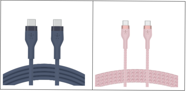 (좌)플렉스 USB-C to C 고속 충전 케이블(CAB009), 프로 플렉스 USB-C to C 고속 충전 케이블(CAB011) / 벨킨