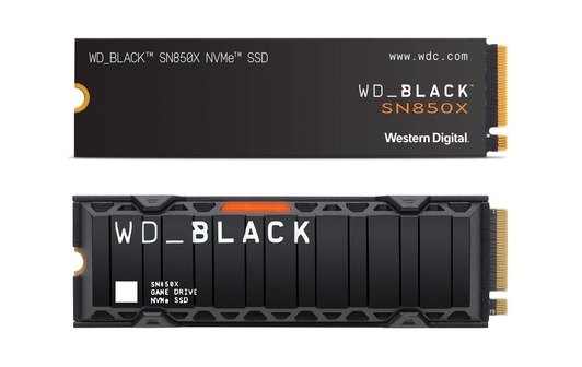 (위쪽부터) 웨스턴디지털 신제품 ‘WD_BLACK SN850X NVMe SSD’와 ‘‘WD_BLACK SN850X NVMe SSD 히트모델’ / 웨스턴디지털