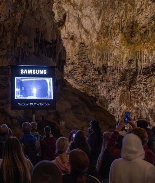 삼성전자가 연간 100만명 이상이 방문하는 슬로베니아 포스토이나 동굴에 아웃도어용 라이프스타일TV '더 테라스'를 설치해, 관람객들이 동굴에 서식하는 희귀 동물 '올름'을 더욱 생생하게 관찰할 수 있도록 했다. / 삼성전자