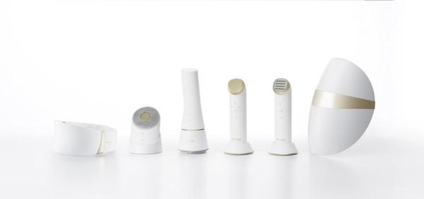 LG 프라엘 6종 제품 이미지. 왼쪽부터 더마 LED 넥케어, 초음파 클렌저, 듀얼 브러시 클렌저, 갈바닉 이온 부스터, 토탈 타이트 업 케어, 더마 LED 마스크 / LG전자