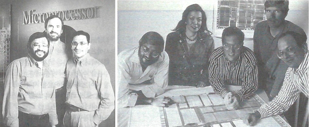 마소 매거진 1993년 9월호에 실린 (왼쪽)펜티엄 프로세서 관리팀과 (오른쪽)펜티엄 프로세서 디자인팀 / IT조선 DB