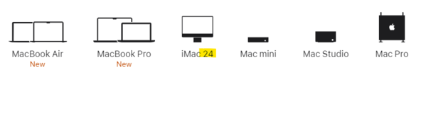 아이맥(iMac) 제품명에 ‘24’가 추가된 모습 / 애플 공식 홈페이지