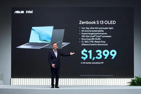 젠북 S 13 OLED 고급 사양의 가격은 1399달러로 발표됐다 /에이수스 영상 갈무리