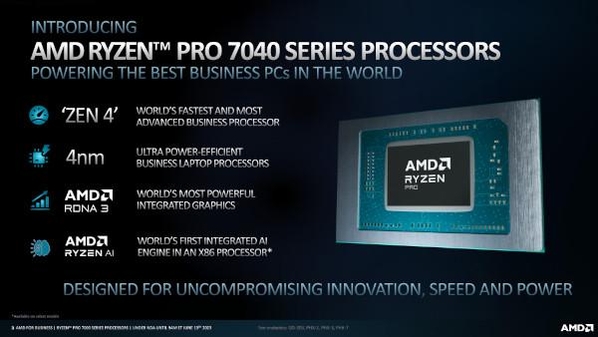 모바일용 AMD 라이젠 프로 7040 시리즈 프로세서 주요 특징 / AMD