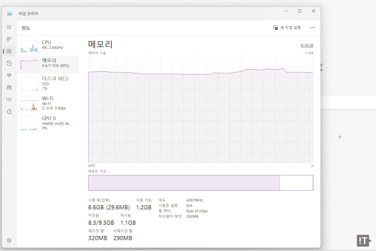 요즘 같은 시대에 8GB 메모리는 어떻게 봐도 넉넉지 않다. / 권용만 기자