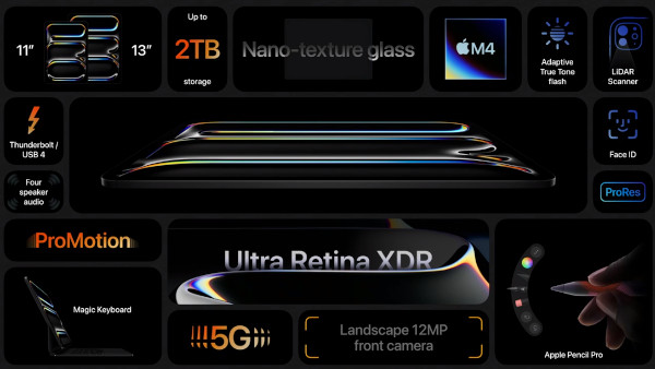 아이패드 프로(M4) 주요 특징 / 애플 이벤트 영상 갈무리