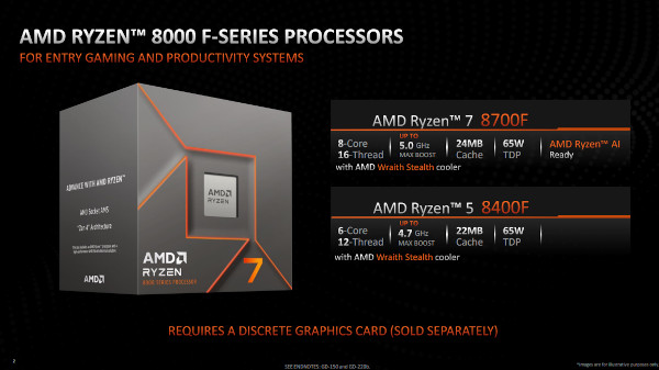 AMD 라이젠 8000F 시리즈 주요 특징 / AMD