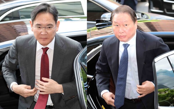 이재용 삼성전자 회장(왼쪽)과 최태원 SK 회장 / 뉴스1