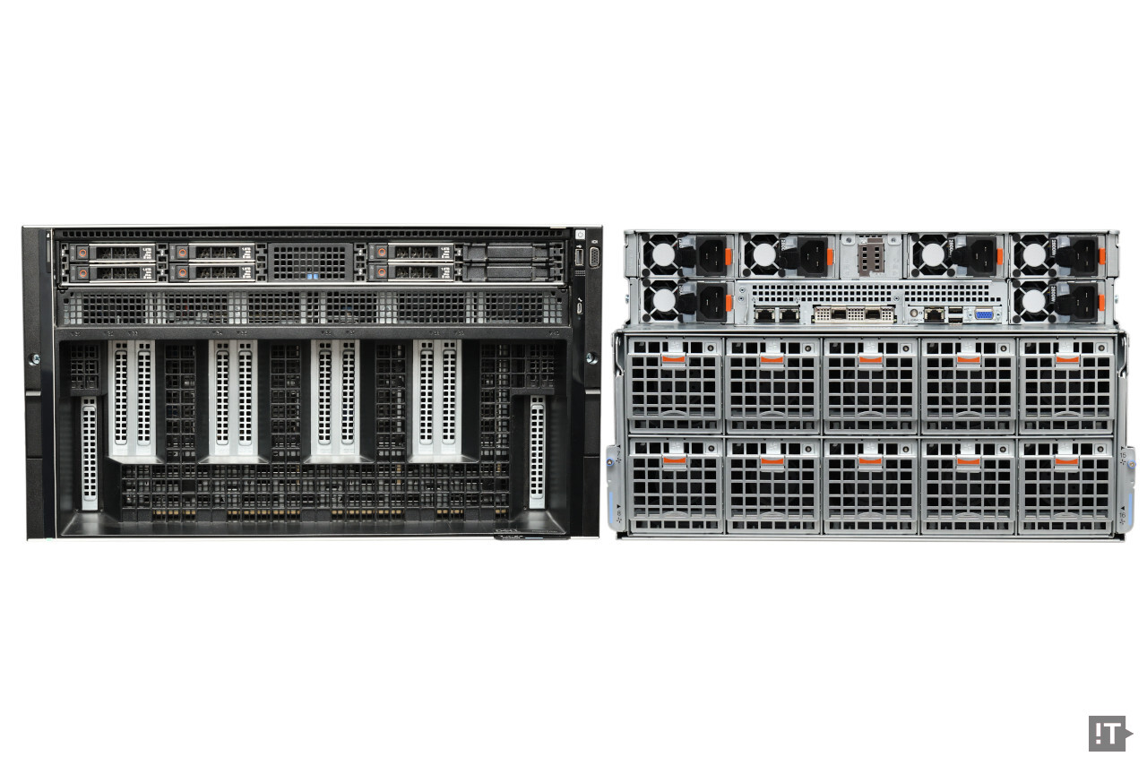 델 파워엣지 XE9680 GPU 서버 전면과 후면 / 권용만 기자