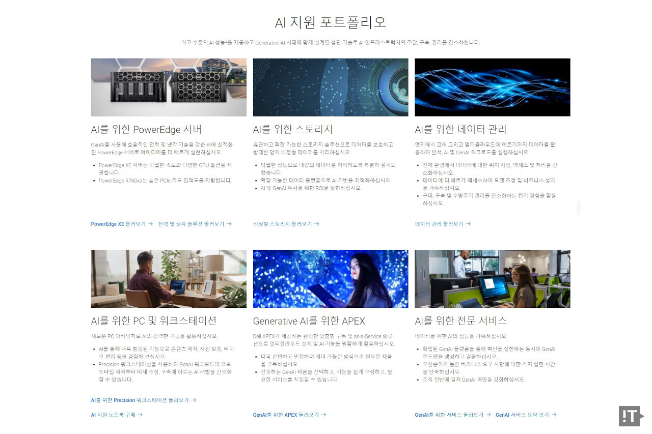 AI 환경 구현을 위한 델의 지원 포트폴리오 / 델 홈페이지 갈무리
