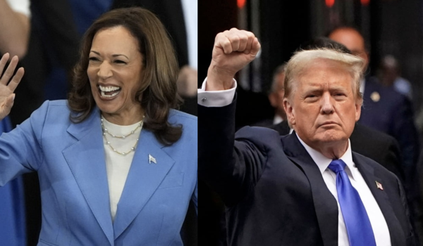 좌 카멀라 해리스 미국 대선 후보 우 도널트 트럼프 후보