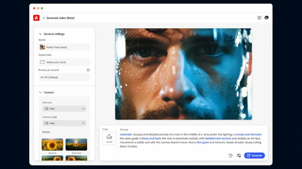 파이어플라이 비디오 모델의 ‘텍스트를 영상으로’ 기능을 구현한 이미지 / 어도비 블로그 갈무리