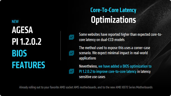 2개 CCD 사용 모델의 지연시간 문제도 이번 업데이트로 해결했다. / AMD