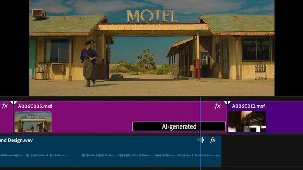프리미어 프로에서 '생성형 확장' 기능을 사용한 장면 갈무리 / 어도비 유튜브