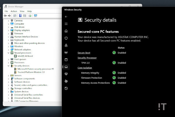 ‘젠북 S 14 OLED’ 제품은 ‘시큐어드 코어 PC’가 기본 활성화된 상태다. / 권용만 기자