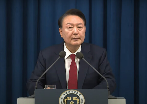 지난 3일 비상계엄령을 선포하는 윤석열 대통령. / 뉴스1