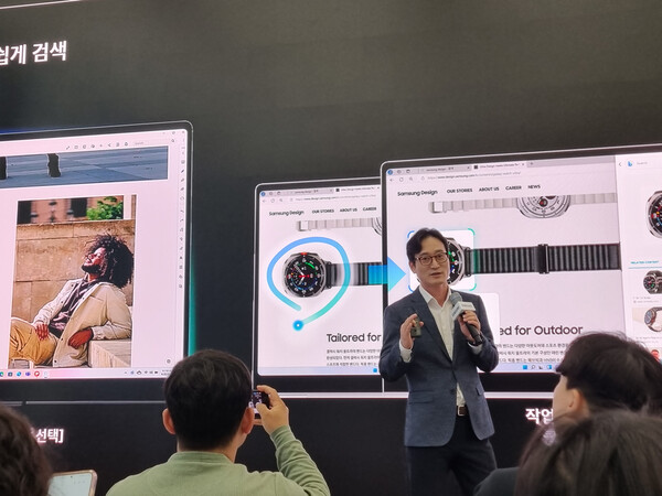 이민철 삼성전자 MX사업부 갤럭시에코비즈 팀장 상무가 12일 '갤럭시 북5 프로' 미디어 브리핑에 참석해 신제품 소개를 하고 있다. / 이선율 기자