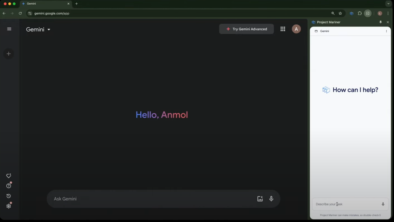 구글 제미나이 첫 화면. / 구글 갈무리