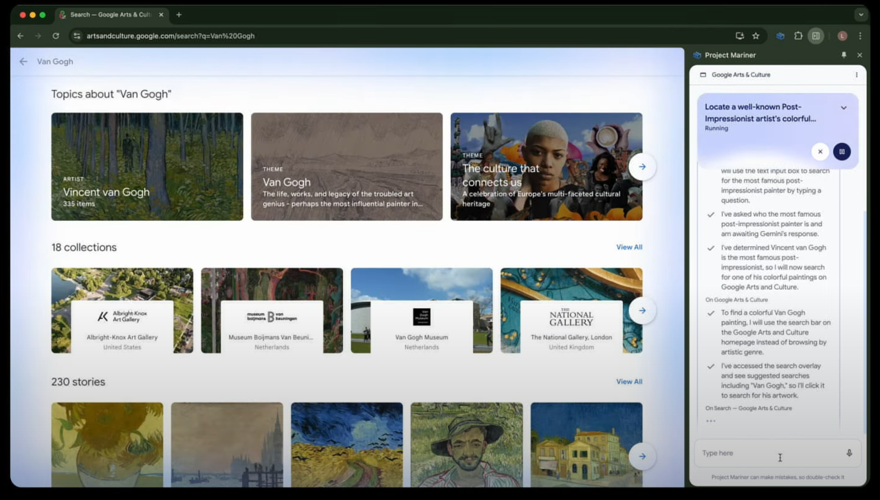 AI 가 구글 아트 앤 컬쳐에서 반 고흐의 작품을 찾는 모습. / 구글 갈무리