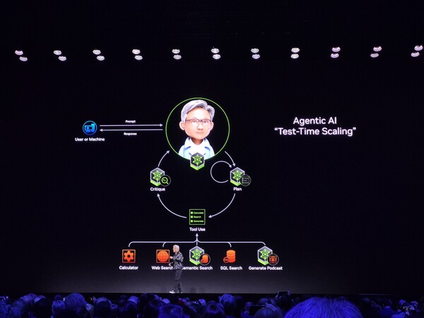 젠슨 황 엔비디아 CEO가 CES 2025에서 기조연설하고 있다. / 라스베이거스=권용만 기자 