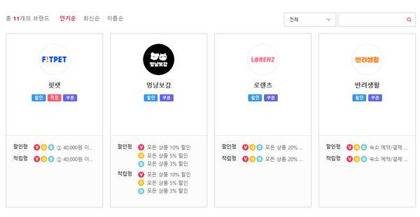 SK텔레콤이 'T멤버십' 중 제공하는 반려동물 관련 혜택. / T월드 홈페이지 갈무리