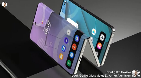 삼성전자 트리폴드 스마트폰 관련 이미지. / 유튜브 Concept Mob 화면 갈무리