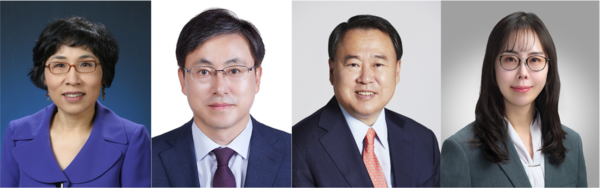 (왼쪽부터)KB금융지주 신임 사외이사로 추천된 차은영 이화여자대학교 경제학과 교수, 김선엽 이정회계법인 대표이사, 신한금융지주 신임 사외이사로 추천된 양인집 어니컴 대표이사 회장, 전묘상 스마트뉴스 경영기획부문장(일본 공인회계사)/각 사 제공