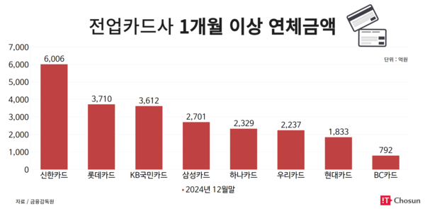 전업카드사 1개월 이상 연체액계 / IT조선