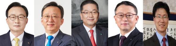 (왼쪽부터)이환주 KB국민은행장, 정상혁 신한은행장, 이호성 하나은행장, 정진완 우리은행장, 강태영 NH농협은행장. /각 사 제공